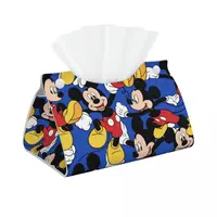 Custom Minnie Mickey Mouse Tissue Box Holder Rectangular Cartoon PU Leather Facial Tissue Box Cover for Car Office 1
