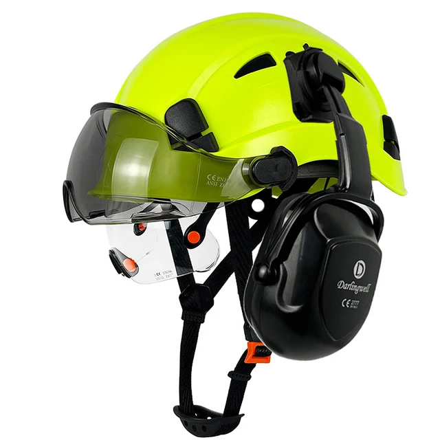 ABS Safety Helmet with Visor and Ear Muffs