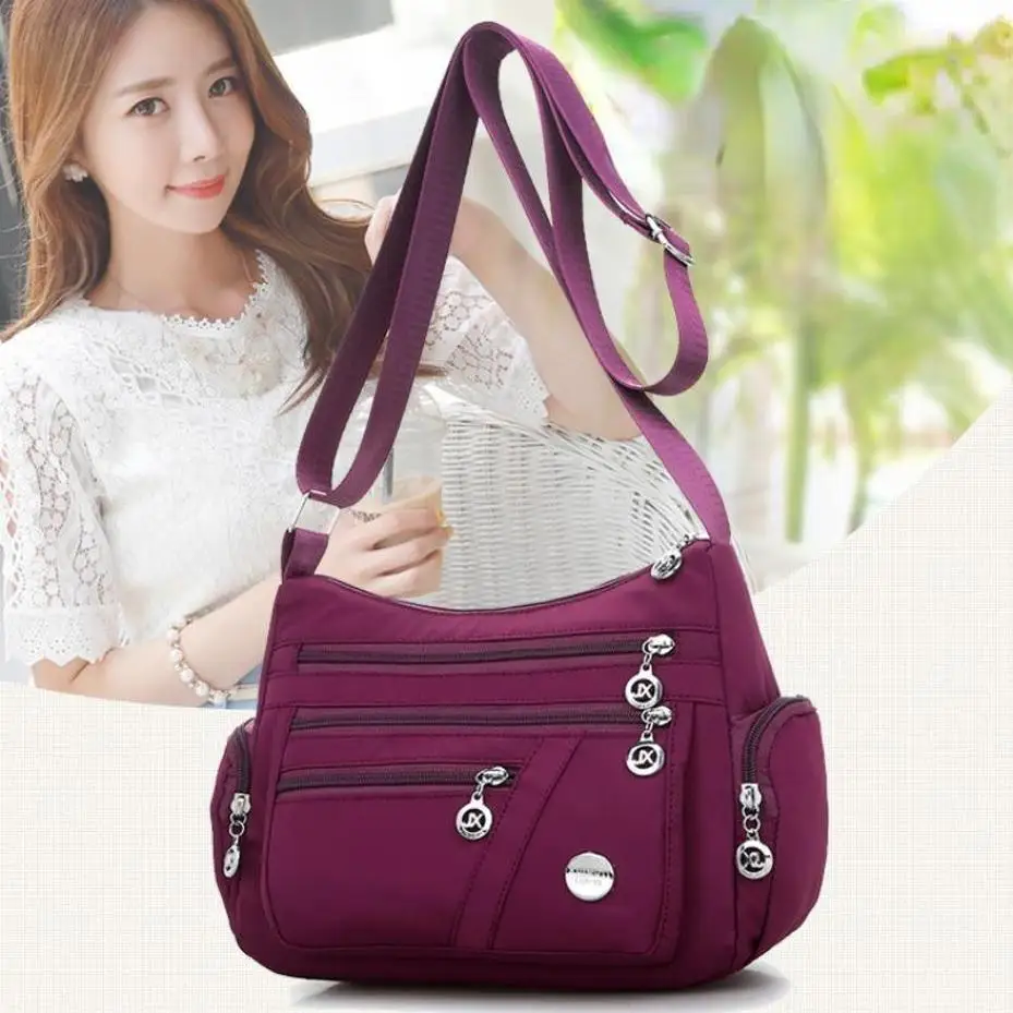 1 Pcs Oxford Waterproof Shoulder Bag Women Casual Crossbody Bag Multifunction Shopping Handbag Large Capacity Messenger Bag