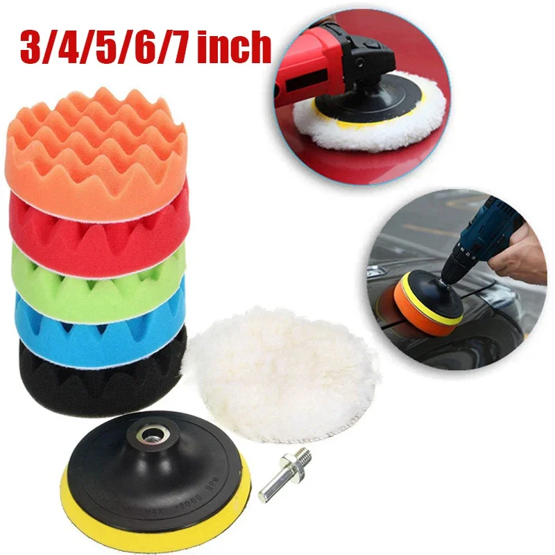 Car Polishing Pad Sponge Buffing Waxing Clean Wool Wheel Self-Adhesive Polish Disc for Car Polisher Drill Adapter Kit 3-7 Inch car polishing pad,car polisher,car polish pad,wool polishing pad,polishing wheel disc,polishing wheel kit,drill adapter for polishing