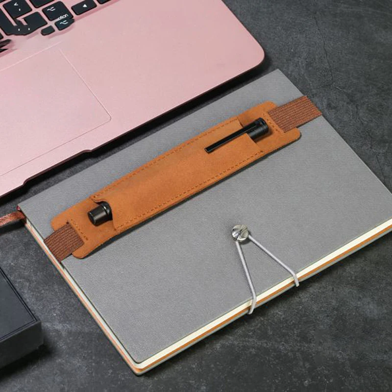 Adjustable Elastic Band Pen Holder PU Leather Pen Sleeve Pouch Elastic Notebook Holder Detachable pen holder pen and brush holder pen loop