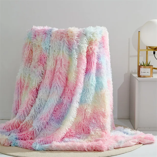 New four-season universal solid color mink fleece blanket plush tie-dye blanket to keep warm and comfortable