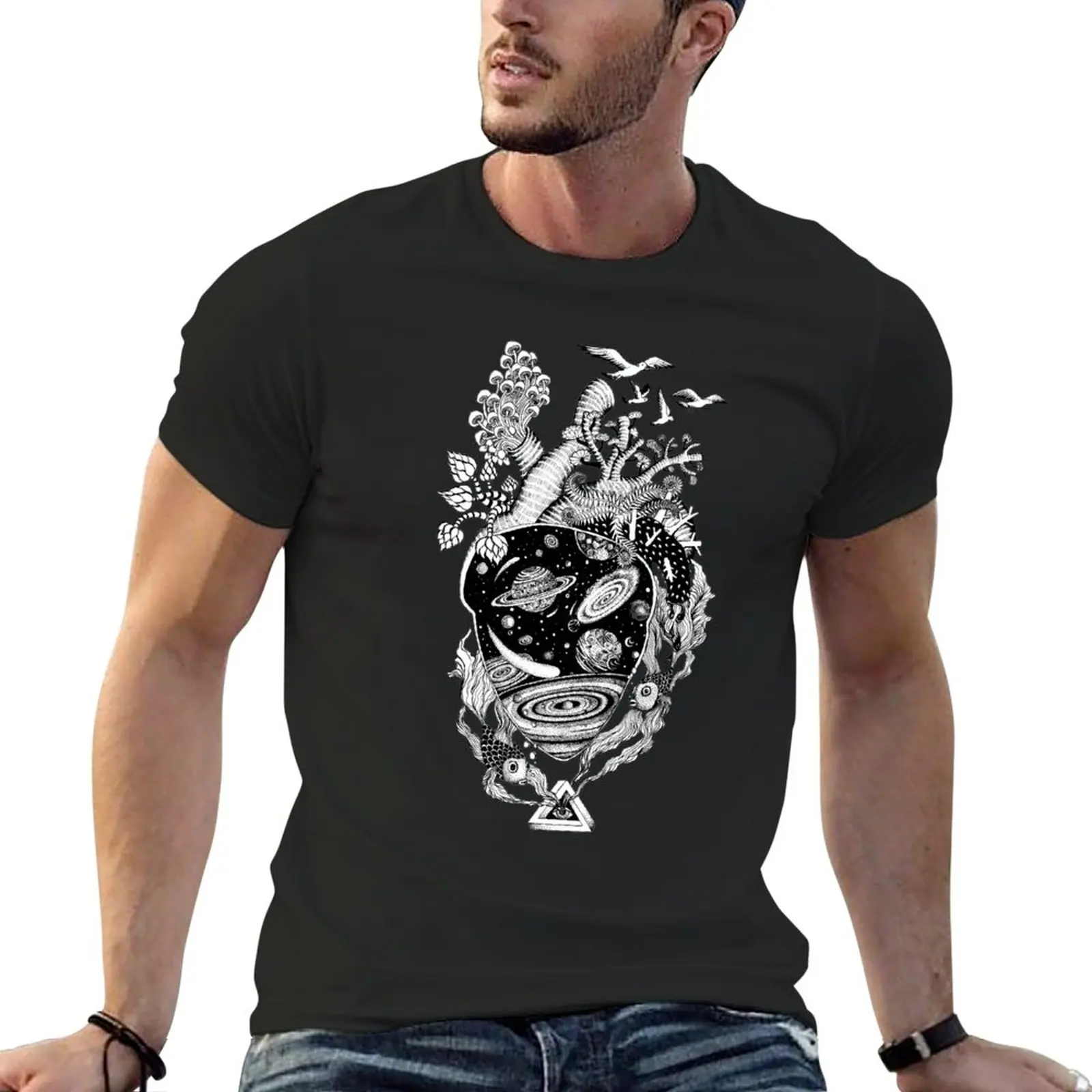 

Space Heart T-Shirt boys animal print shirt hippie clothes customizeds aesthetic clothes Short sleeve tee men