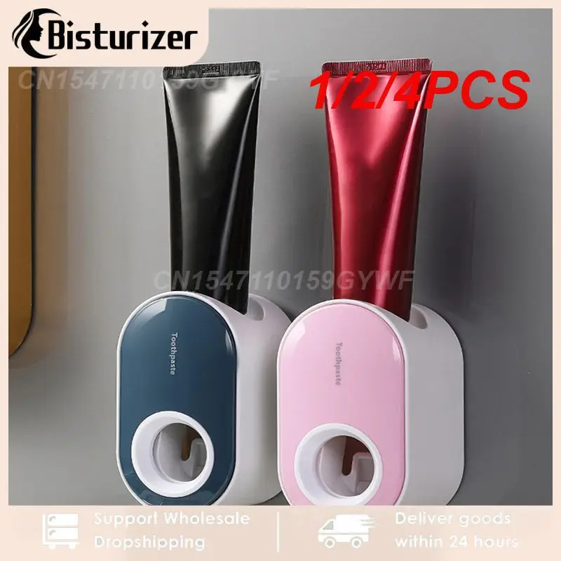 

1/2/4PCS Automatic Toothpaste Dispenser Dust-proof Toothbrush Holder Wall Mount Stand Bathroom Accessories Set Squeezer