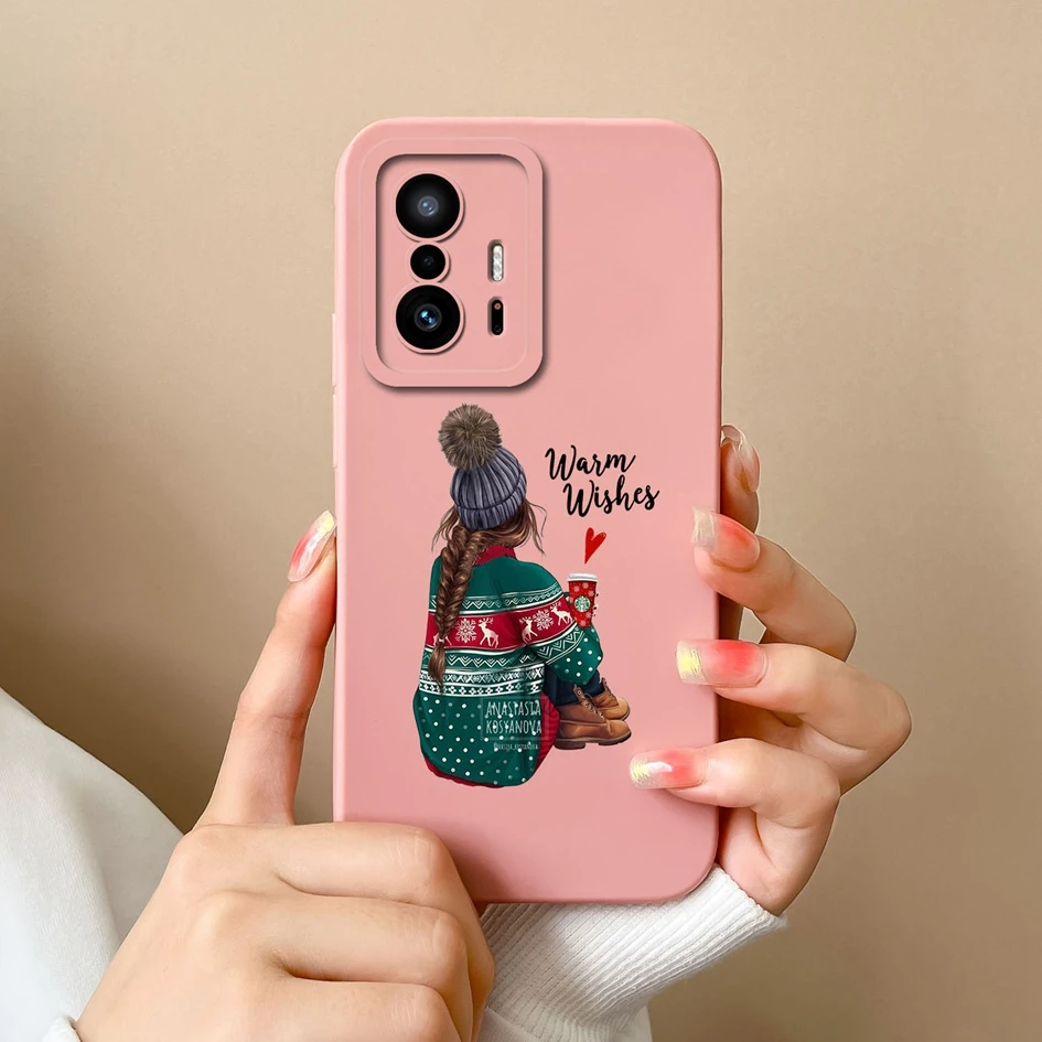 Fashion Design Matte Liquid Silicone Case with Screen Protector for Xiaomi 11T Pro - Sweet Girls Collection