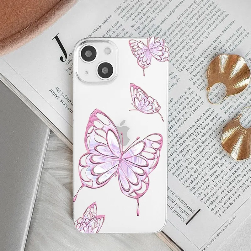 Cartoon Butterfly Couple Phone Case For IPhone 15 Pro Max 11 12 13 14 Mini X XR 7 8 Plus SE2 Mobile Phone Shell Colorful Covers 3