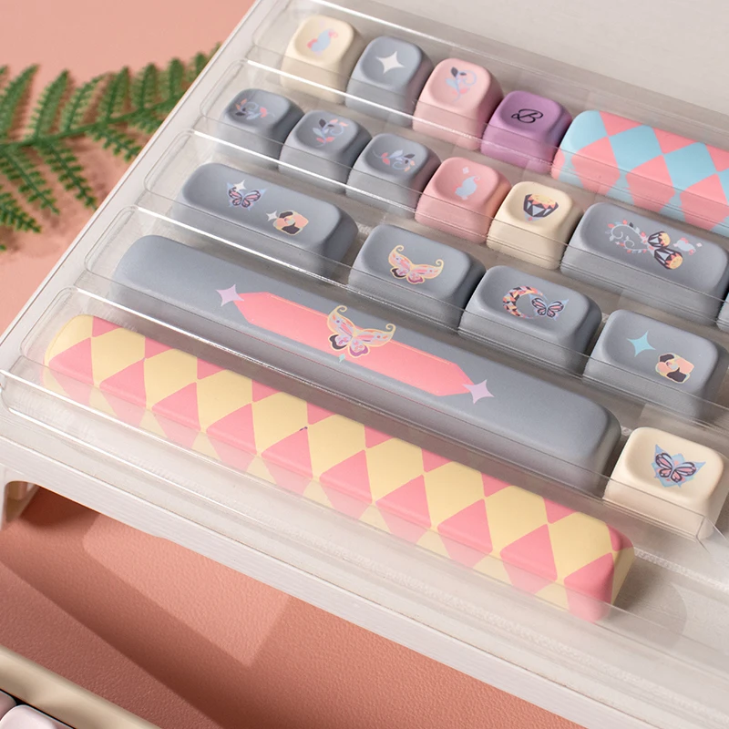 Teclas Moa Perfil Borboleta Keycaps Bonitos Keycaps Personalizados Pbt Dye-sub Keycaps para Teclado Mecânico Conjunto de Teclas com Aparência Mais Redonda do Que as Teclas de Tema Xda Compatíveis Cherry Gateron 152 - Imagem 3