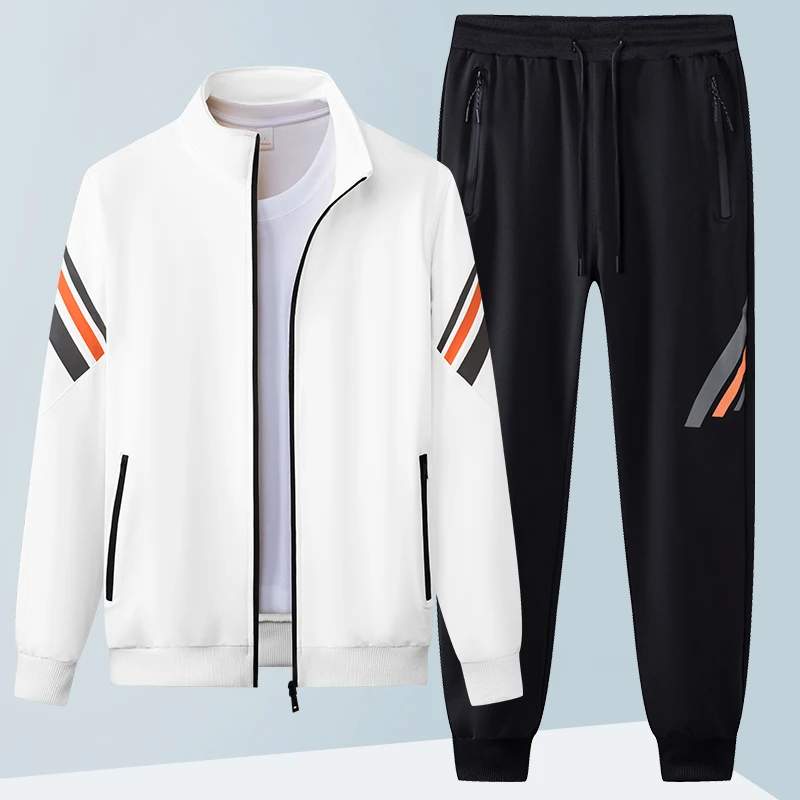Spring and autumn sports suit zipper cardigan running fitness long sleeve lapel men\'s version of two open casual fishing cycling