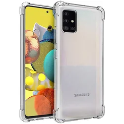 Luxury Shockproof Clear Silicone Phone Case - Enhanced Back Cover Protection - Galaxy A7 (2017) (Transparent)