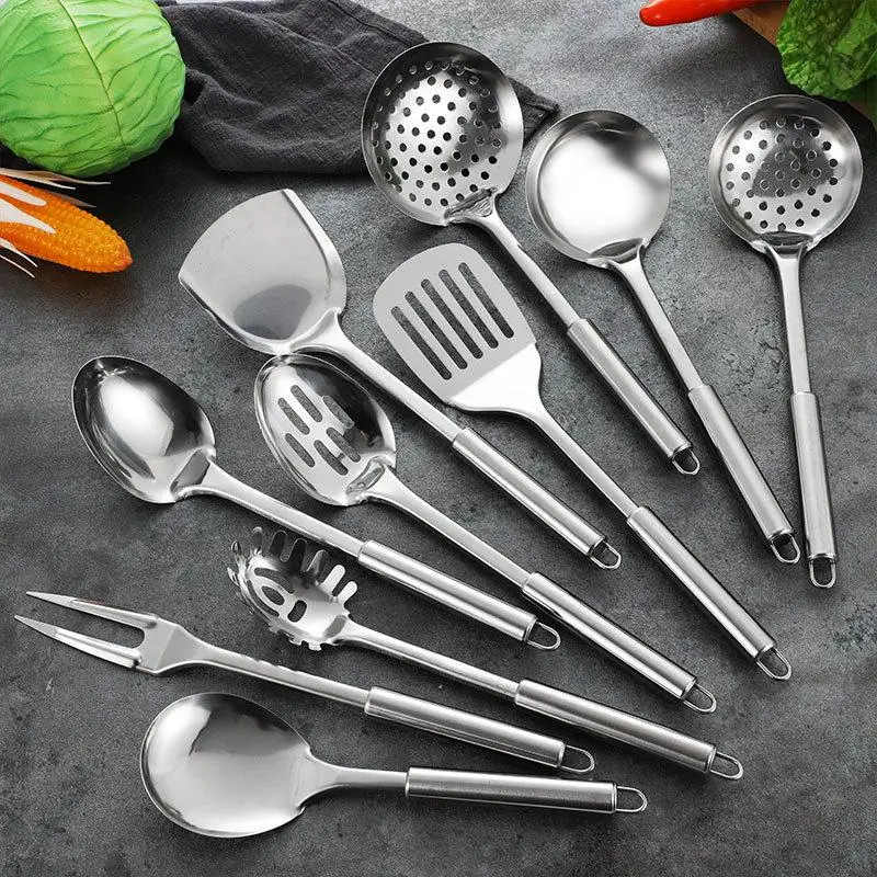 Stainless Steel Cooking Utensils Set - Shovel, Soup Spoon, and Turner