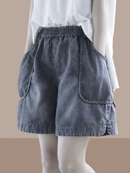 Vintage High Waist Women ' s Denim Shorts 2023 Korean Style Aesthetic Clothing Cheap Stuff Hot Pants Short Hotpants