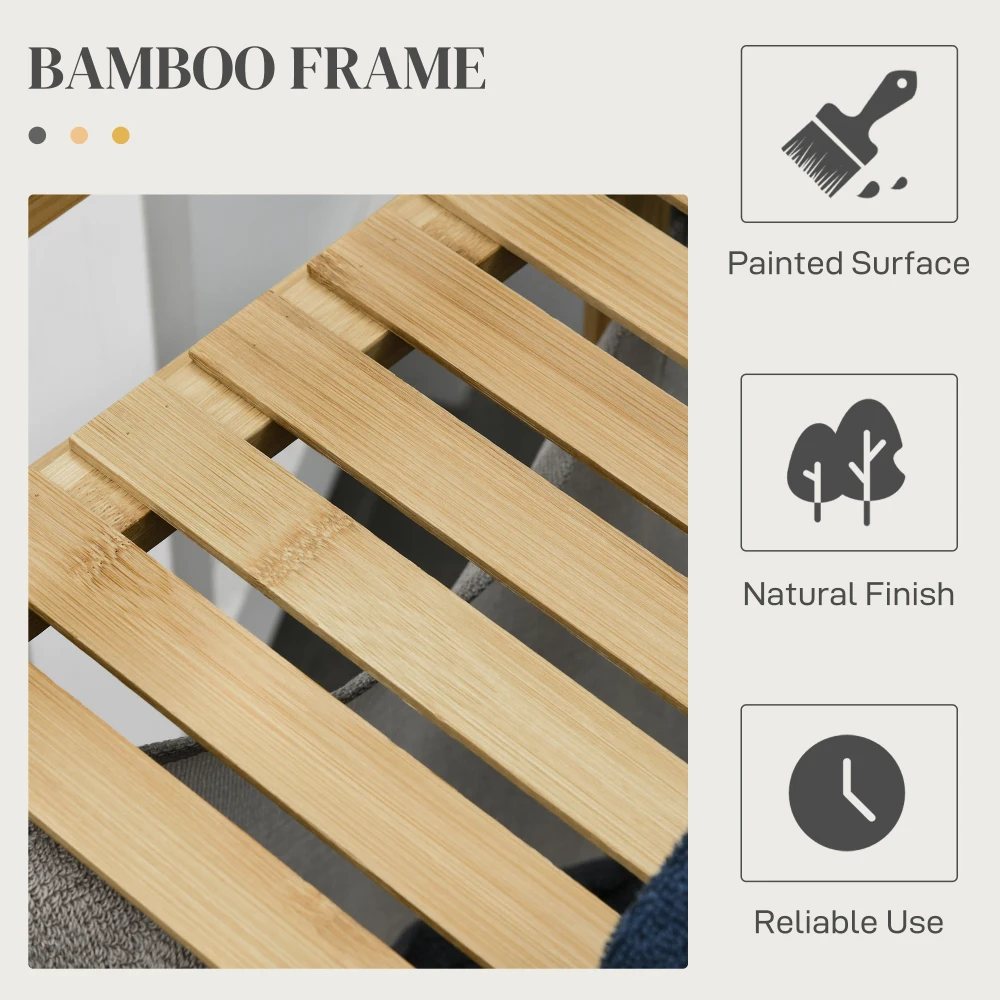 HOMCOM Double Laundry Hamper 2 Section Bamboo Laundry Basket with  Shelf 2 Pull-Out and Removable Bags for Bedroom Bathroom Laun 3