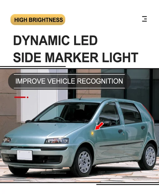 Luci Indicatrici LED Dynamic Blink Per Fiat Punto E Doblo - Nero, Sequenziale, 12V - Foto 9