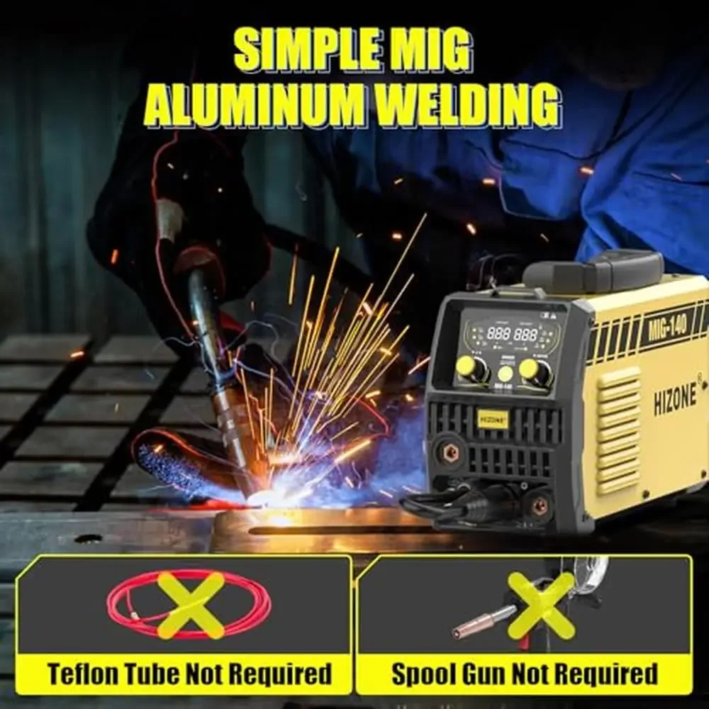 Multi-Process Aluminum MIG Welder Gas/Gasless Flux Core Stick TIG Welding Machine LCD Display Kit 2