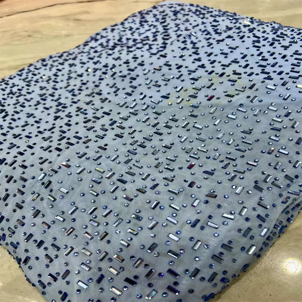 

Африканская кружевная ткань с большими камнями 2024, Высококачественная французская Тюлевая сетчатая кружевная ткань, африканская кружевная ткань для Нигерии, свадебной вечеринки hs