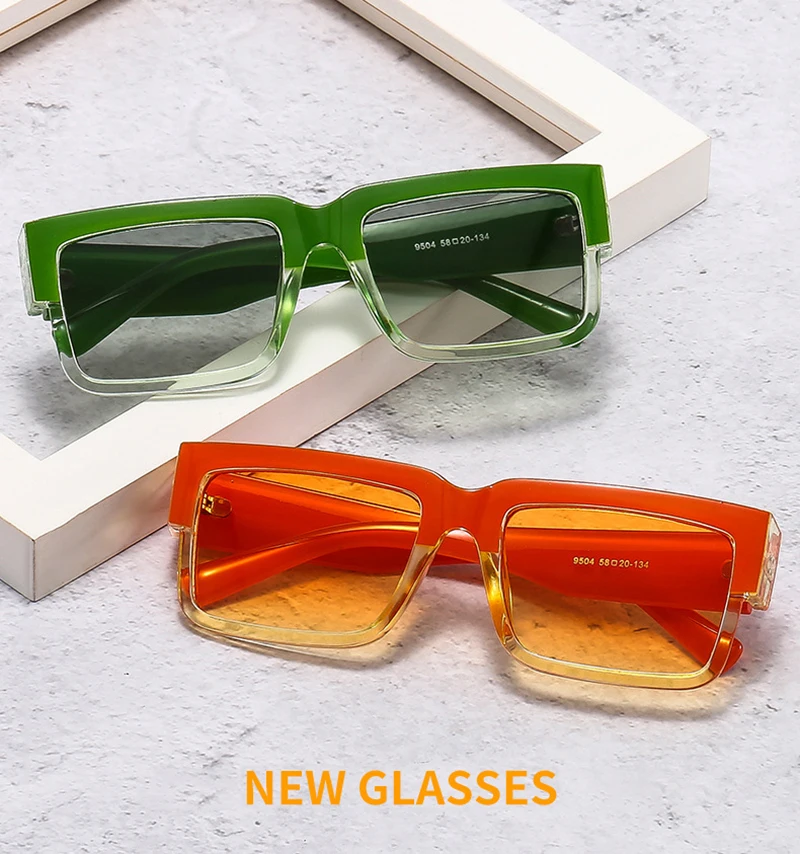 Retro vierkante zonnebril voor heren en dames gradient uv400_voghion.com