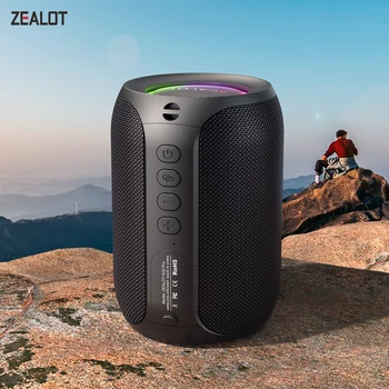ZEALOT-S32PRO Powerful Bluetooth Speaker, Bass Wireless, LED Light, Outdoor Speakers, Subwoofer, Waterproof Sound Box Support 1