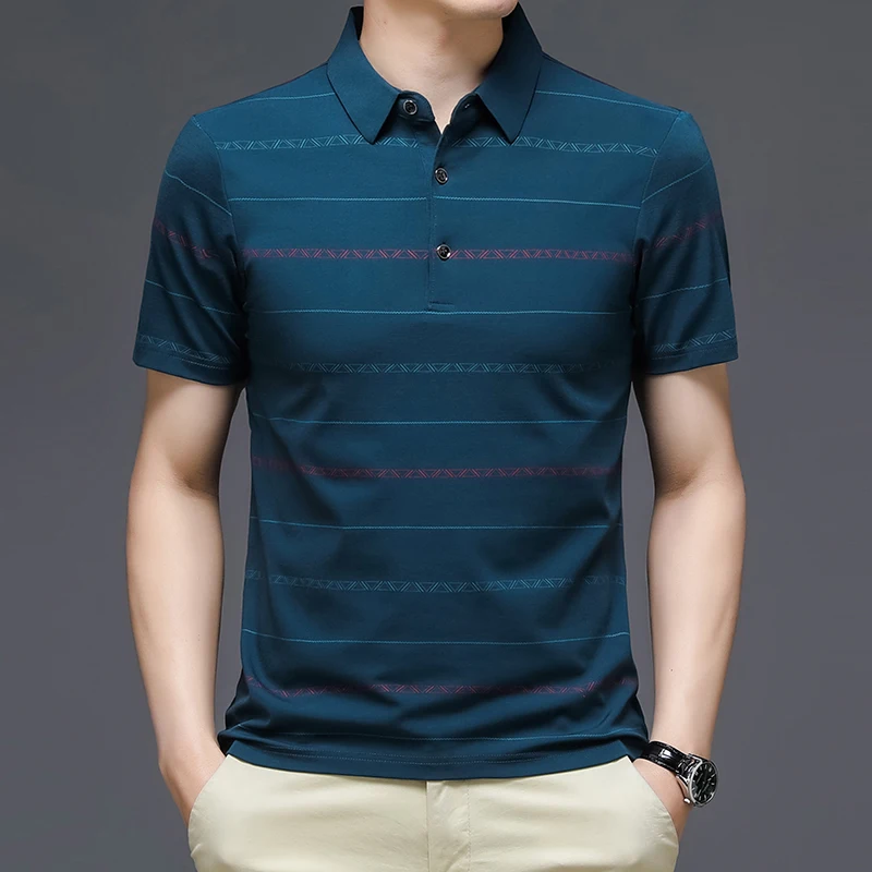 

2022 Luxury Brand Summer Polo Shirt for Men 2022 Casual Shirts Turn Down Collar Anti-wrinkle Social Poloshirt Men