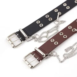 Fashion Alloy Ladies Chain Belt Luxury Punk Rock Leather Wild New Style Pin Buckle Jeans Retro Personality Decorative Belt