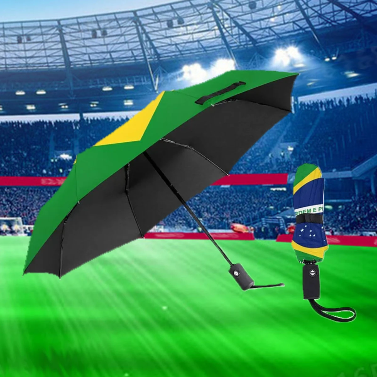 Brazil Flag Windproof Automatic Folding Inverted Umbrella Portable Paraguas for Man Woman