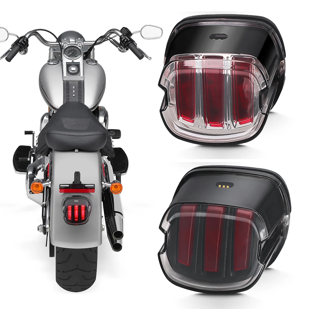 Black/Clear Led taillight Motorcycle Rear Brake Lights For Harley Davidson Dyna Softail Road