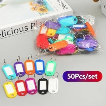 50pcs Colorful Plastic Tags Hotel Number Classification Card Key Tags Label Name Baggage Tag ID Name Tags With Split Ring 1