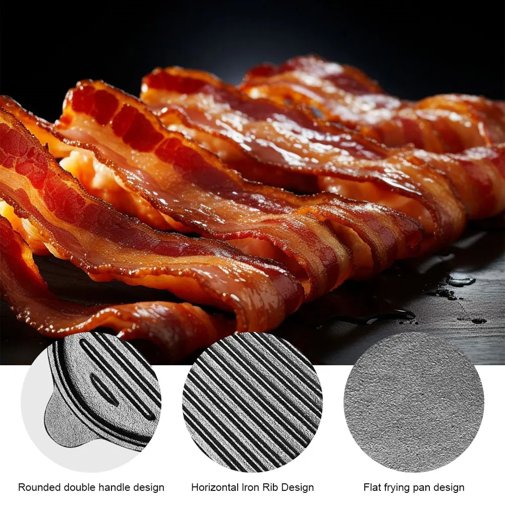 11 X 6.3in Cast Iron Griddle Pan Oval Griddle Reversible Grill Pan 2-in-1 Skillet for Indoor & Outdoor Cooking