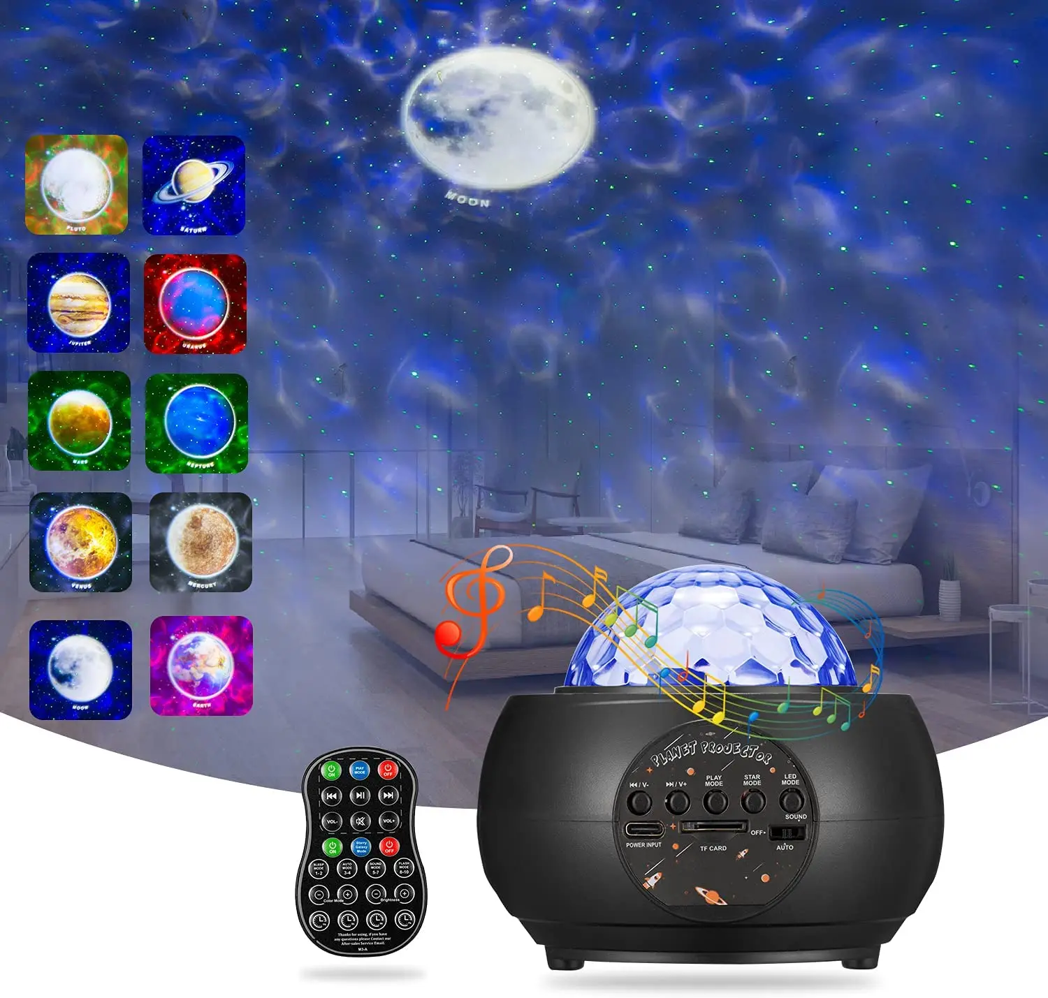 

Galaxy Projector Light Music Nebula Projector Mutiple Planet Star Lights for Bedroom Home Decor Kids Christmas Birthday Gifts