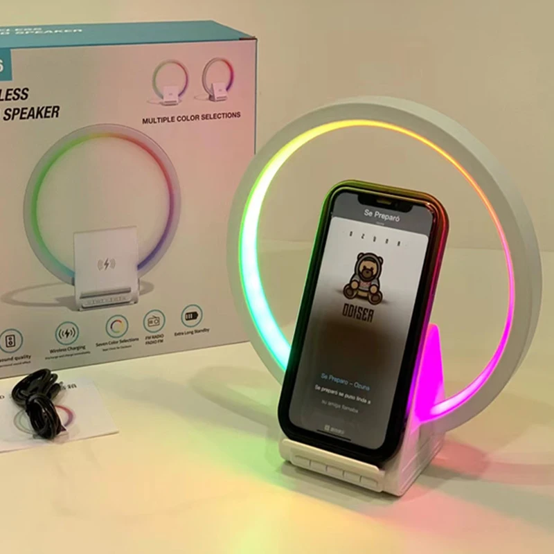 15W Fast Wireless Charger Disk Bluetooth Speaker RGB Night Light