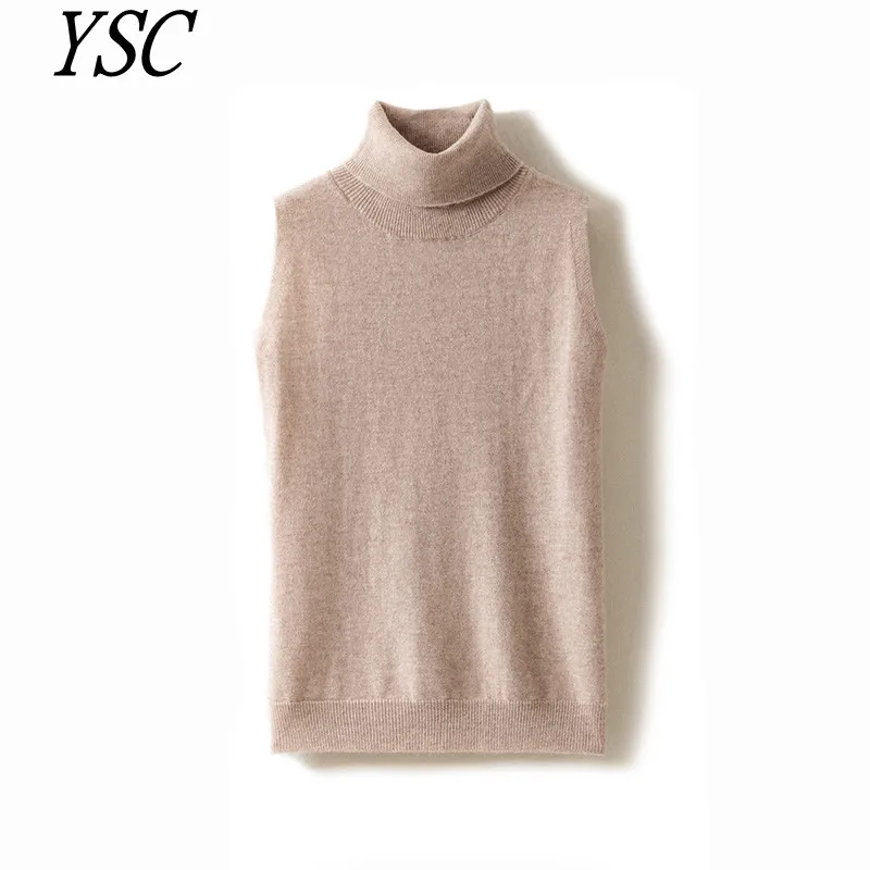 

YSC 2023 New pattern Women's knitting Pure Cashmere sweaters High flip collar sleeveless high-quality Warm and soft pullover