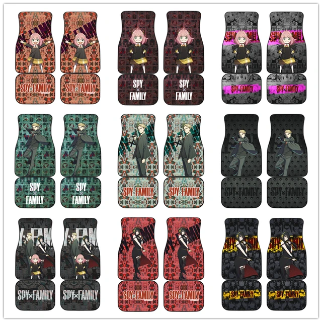 Anime Spy x Familie Auto Boden Matte Vintage Schwarz Teppich Anti-Slip  Gummi Matte Pack von