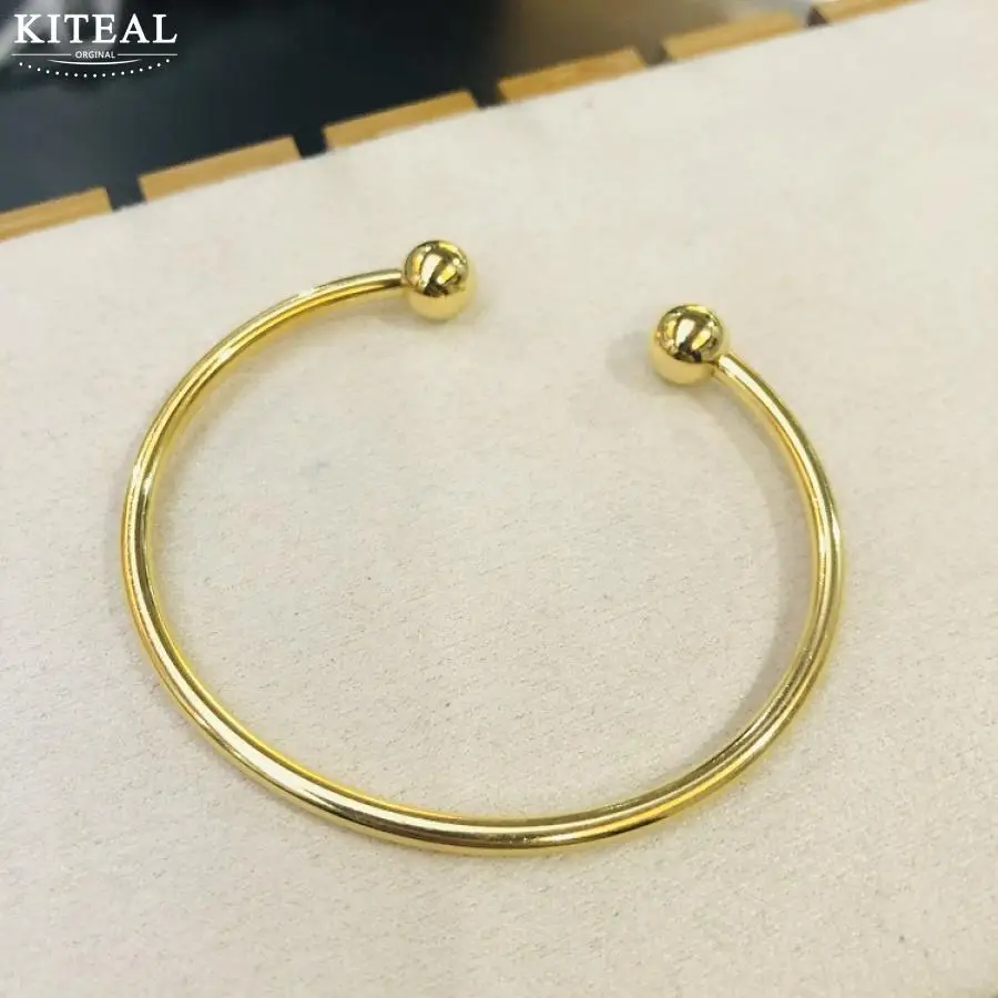 Fashion Gold/stainless_steel color charms bangle for female C-shaped open steel ball Wedding Bracelet