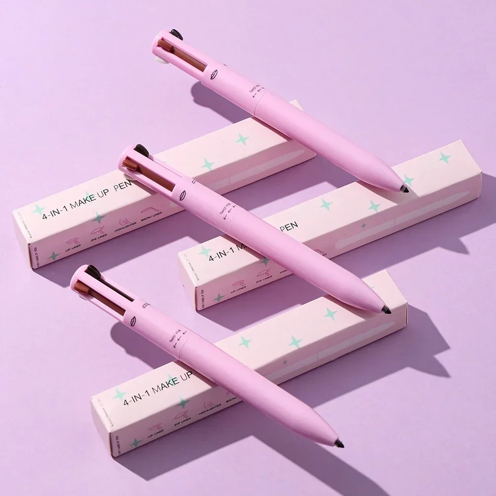 4in1 Eyeliner Lip Liner Eyebrow Pencil Highlighter Pen Private Label Lying Silkworm Waterproof Durable Brow Makeup Pencil 3