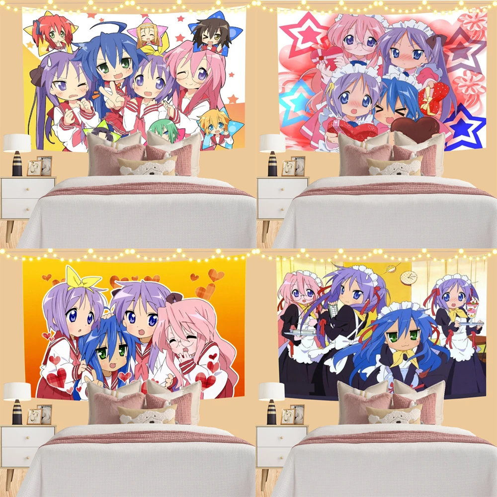 Anime Luckys Stars Colorful Tapestry Wall Hanging Bohemian Wall Tapestries Mandala Wall Art Decor