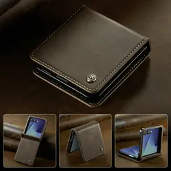 Luxury Leather Classic Book Phone Case - Galaxy Z Flip 8 (Coffee)
