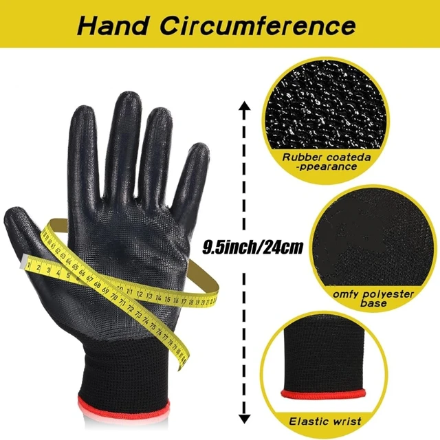 20PCS PU Coated Safety Work Gloves Non-Slip Seamless Knit Work Gloves for Men Gardening Construction Repair Yard Outdoor Gloves 2