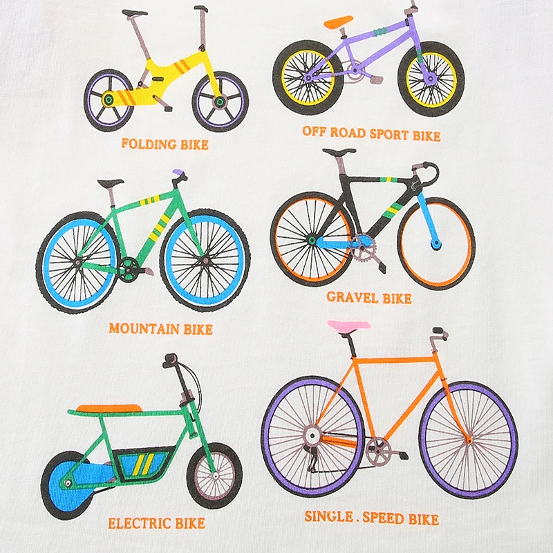 Autumn Spring 2025 Kids Clothes Children's Clothing Baby Boys Cartoon Bicycles Long Sleeves T-shirt Cotton Tops