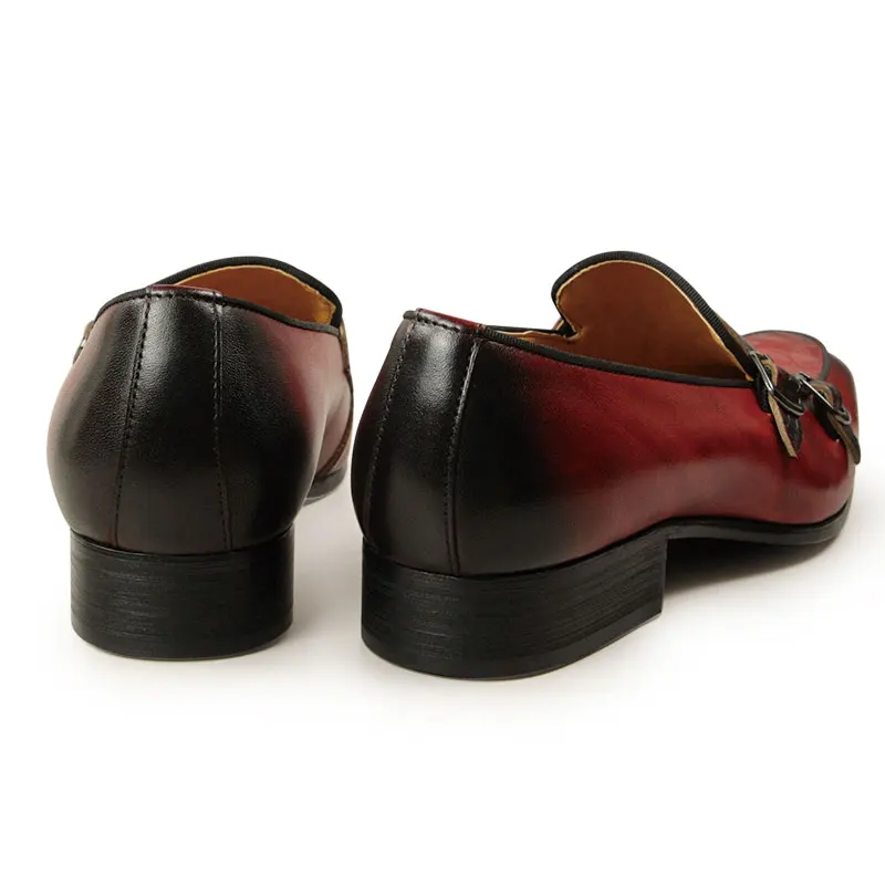 Comfortable Men Leather Shoes Red Black Color Loafers Rubber Bottom Casual Office Business Footwear Classic Retro Penny Man Shoe