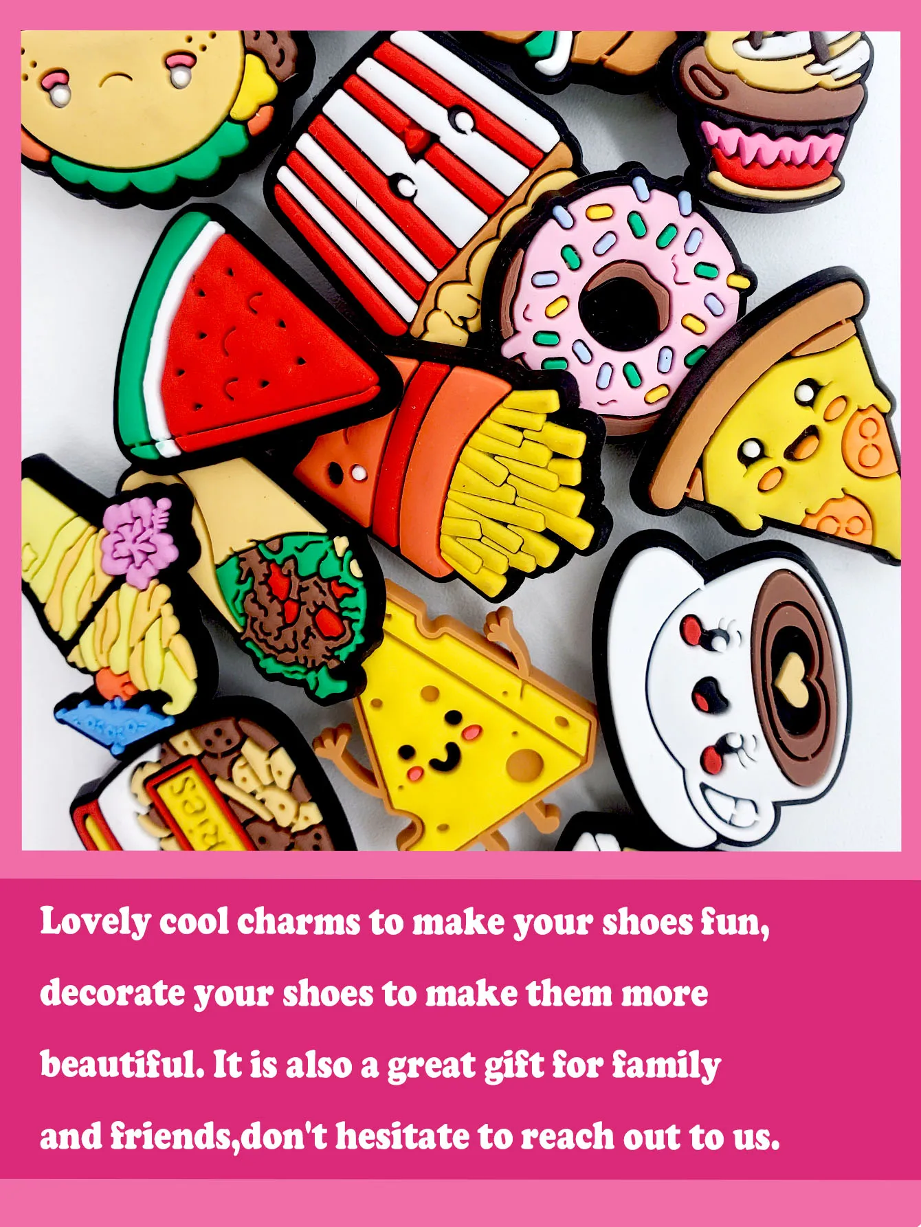 15 قطعة سلسلة الغذاء دونات الأحذية السحر للأحذية م...