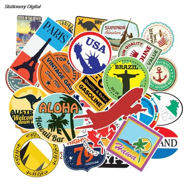 100 Adesivi Mappa Di Viaggio - Vinile Impermeabile, Attrazioni Mondiali Per Decorazione - Foto 6