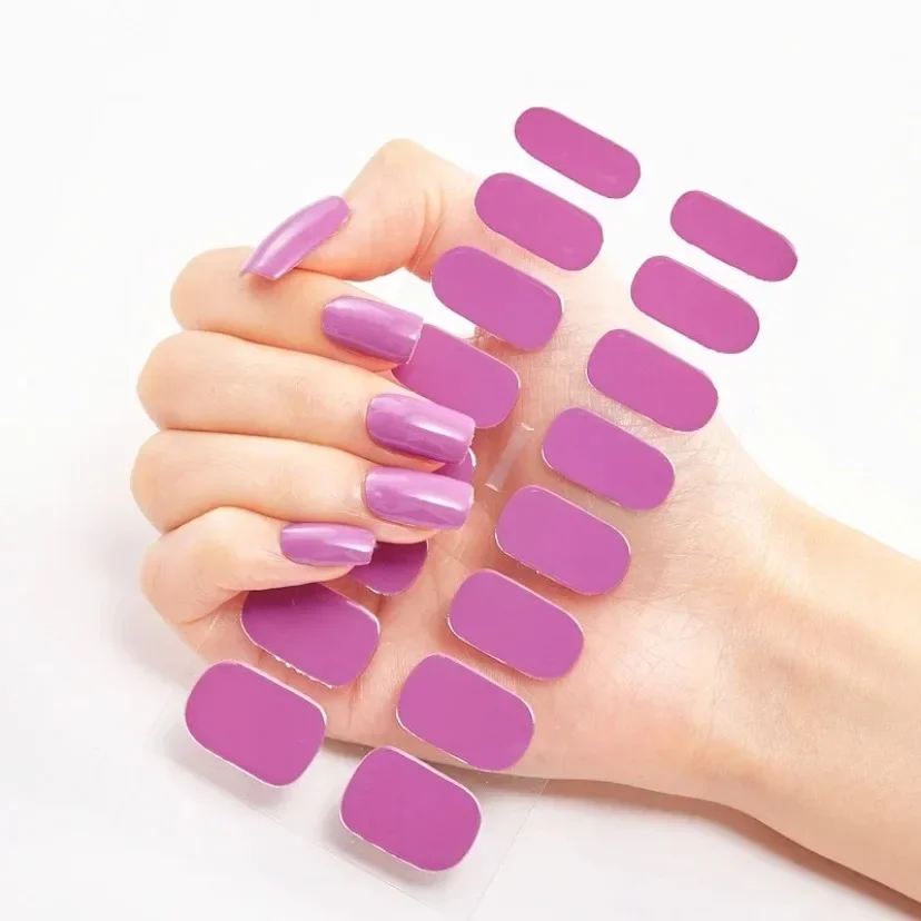16pcs Semi-Cured UV Nail Sticker Full Cover Nail Polish Strips Lamp-solidify Fingertip Self-Adhesive Nails Gel UV Decals 2