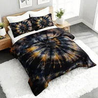3PC TieDye Spiral Comforter Set Modern Duvet Bedding with 2 Pillowcases Vortex Pattern for Bedroom Guest Room Decor 3