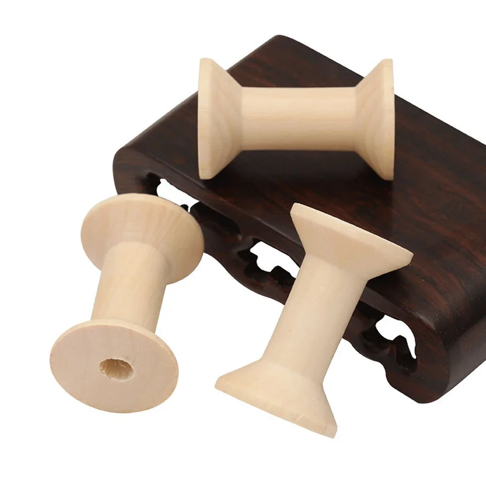 10pcs Empty Wooden Bobbins Reels Spools Holder Thread Wire for Needlework Sewing Machine Crafts DIY Unfinished Painted 47mm*32mm