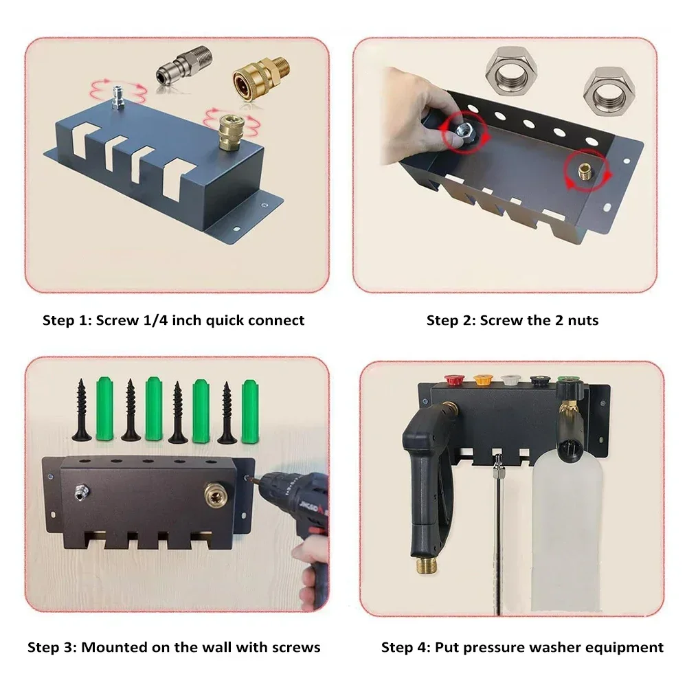 Pressure Washer Gun Holder Foam Cannon Holder Car Pressure Washer Wall Mount Accessories Organizer Wand Extension Kit  Rac 6