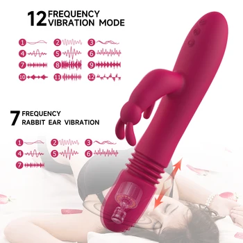 Telescopic Rabbit Vibrator Rotation Heating G Spot Dildo Vibrator Anal Clit Stimulator Female Masturbation Sex Toys for Woman 4