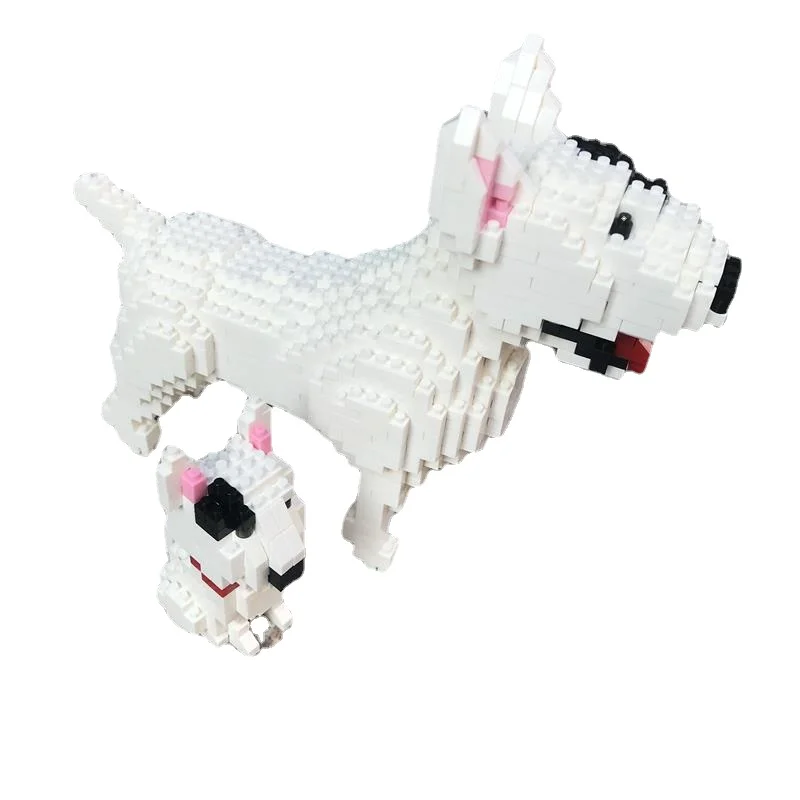 2in1 Balody Mini Blocks Toy Animal American Pit Bull Terrier Dog Small Bricks Kids Gifts Girls Christmas Present Pet Shop