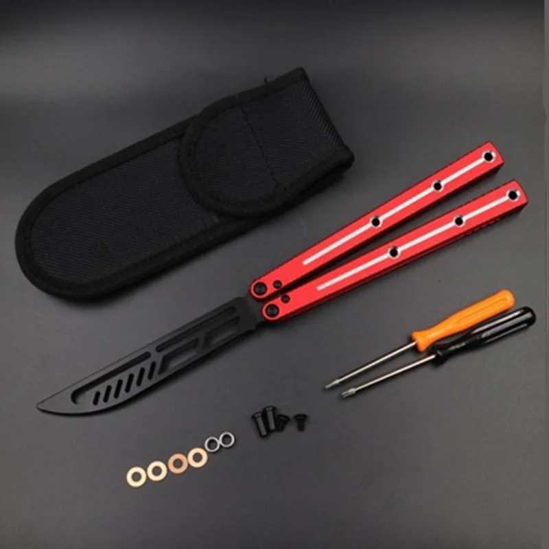 

Theone Kraken Butterfly Trainer Knife Balisong Channel Aluminum Handle Bushing System Free-swinging Jilt EDC Knife