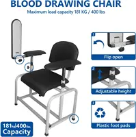 Blood Drawing Phlebotomy Chair, Comfortable Padded Lab Draw Chair with Adjustable Armrest (Black) 2
