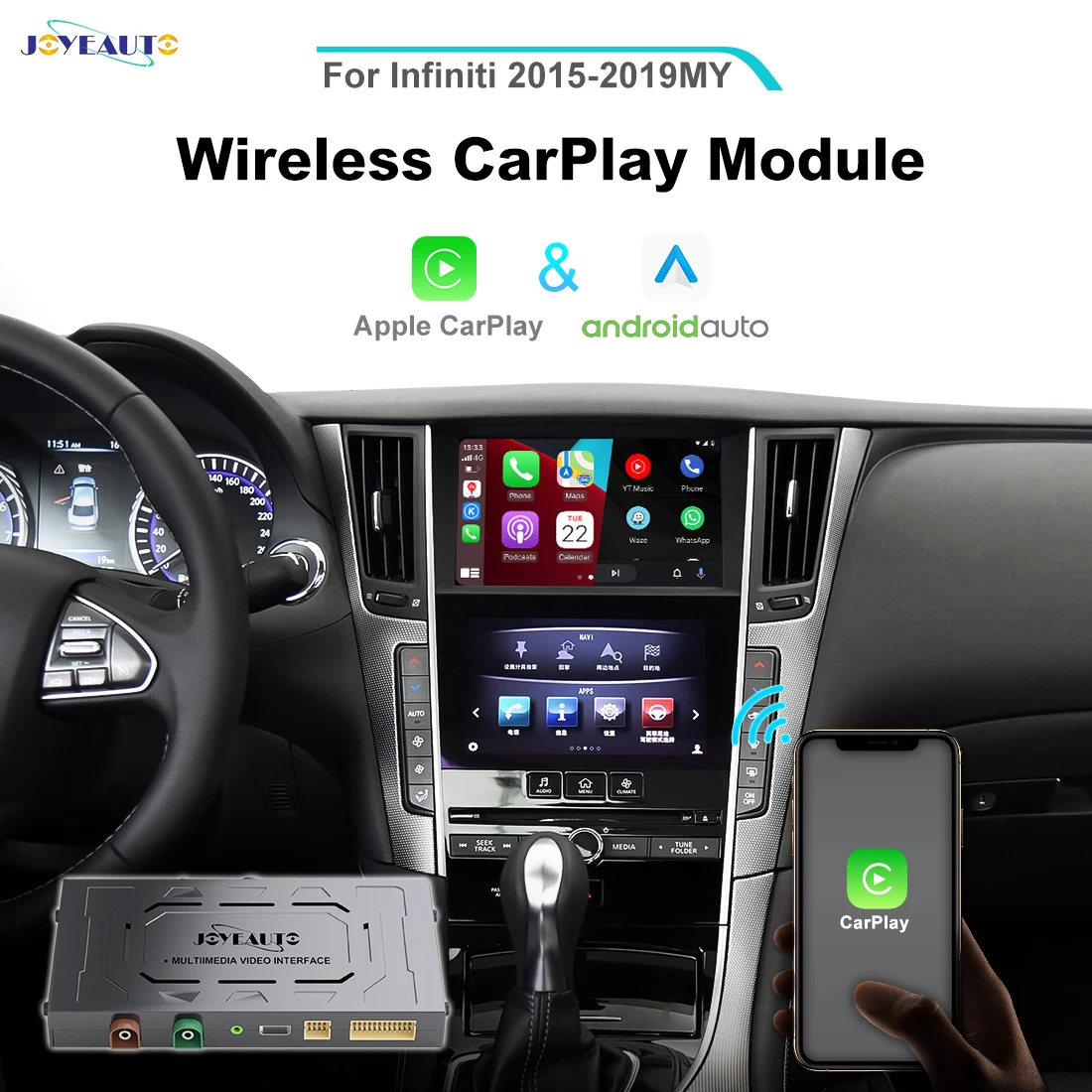 

JoyeAuto Wireless Apple CarPlay Interface for Infiniti Q50 Q50S Q60 QX50 Android Auto CarPlay Mirrorlink Car Assecories Retrofit