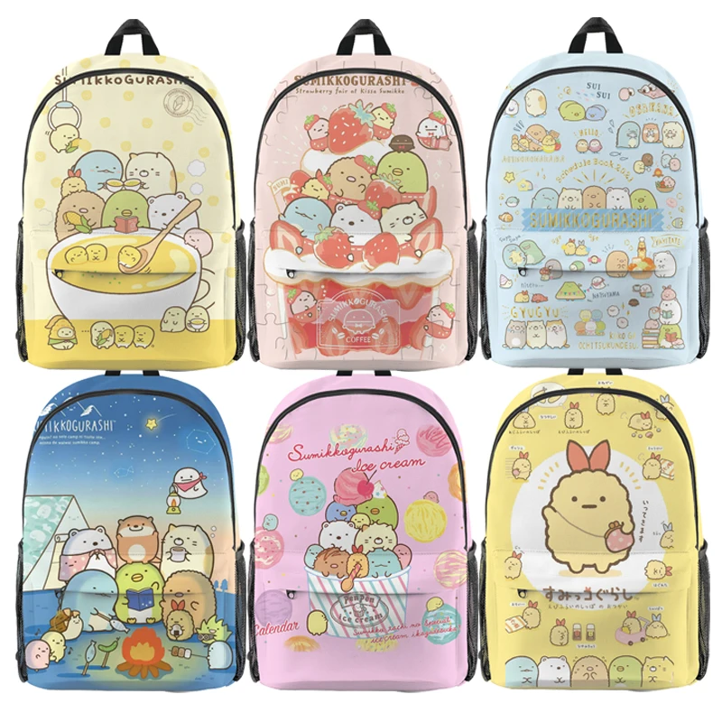 

Sumikko Gurashi Backpacks 3D Print Oxford Waterproof Notebook Multifunction Sumikko Shoulder Rucksack Boys Girls School Bags